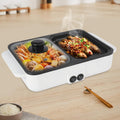 Hot Pot Electric with Grill, 2 in1 Indoor Non-Stick Shabu Shabu Pot & Frying Pan, Portable Mini Hot Pot Korean BBQ w/Individual Dual Temperature Control, 1-3 People