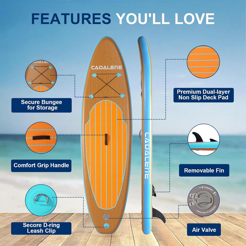 Inflatable Stand Up Paddle Board with SUP Accessories, Anti-Slip EVA Deck, Family-Friendly SUP Boards for Adults & Youth of All Skill Levels, Versatile Yoga Paddle Board