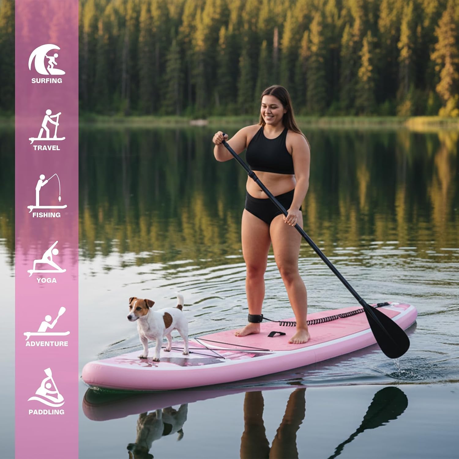 FEATH-R-LITE Inflatable Paddle Board Stand Up Paddleboards for Adults SUP with Premium Accessories Pump, Adjustable Paddle, Leash, Three Fins, Backpack