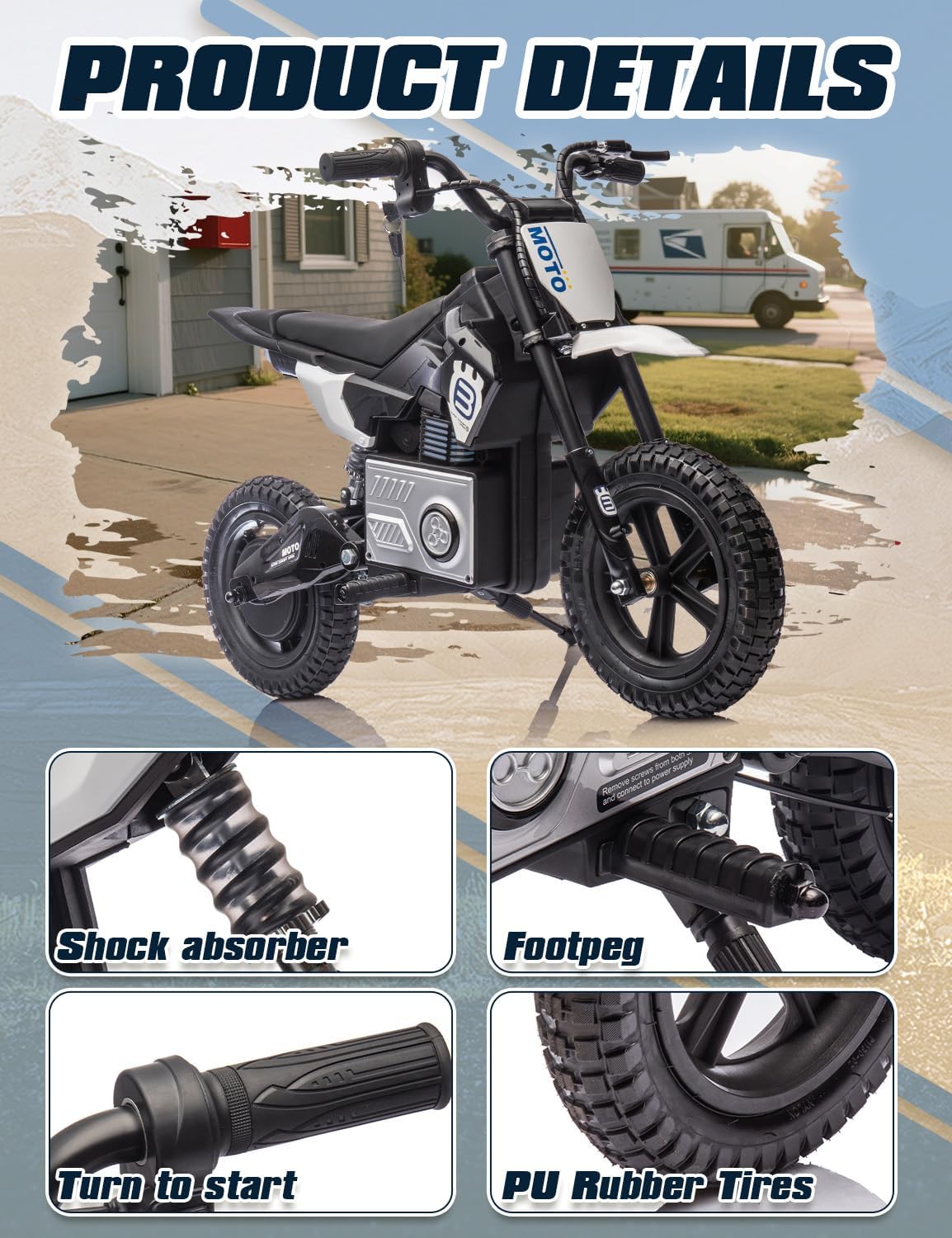 Electric Motorcycle for Kids Ages 5-10, 24V 200W Higher Speed Electric Dirt Bike, Kids Ride On Motorcycle with Rear Wheel Shock Absorber, LED Breath Light, Bluetooth, Music, Horn, Black