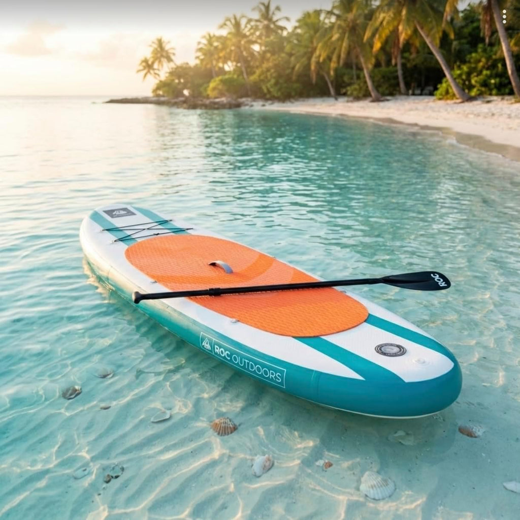 Roc Inflatable Stand Up Paddle Board with Premium SUP Paddle Board Accessories, Wide Stable Design, Non-Slip Comfort Deck for Youth & Adults