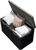 Kingdura 110 Gallon Outdoor Storage Box, Waterproof Resin Deck Box for Indoor and Outdoor Use, Lockable Storage Container for Patio Furniture Cushions Garden Tools (Black, 110 Gallon)