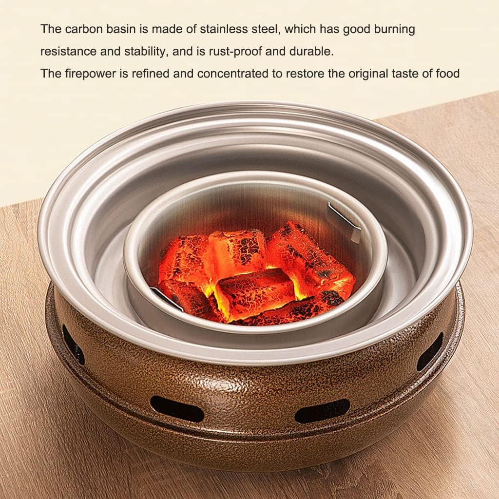 Multifunctional Charcoal Barbecue Grill, Household Korean BBQ Grill, Portable Camping Grill Stove, Tabletop Smoker Grill (Set a)