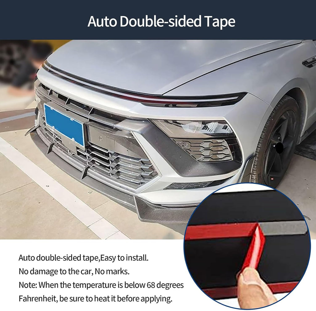 Front Bumper Lip Splitter Kit Compatible with Hyundai Sonata 1.5T SE，SEL，SEL Convenience/Hybrid Limited 2024 2025 Lower Chin Spoiler Splitter Exterior ABS 3PCS(Carbon Fiber Style)