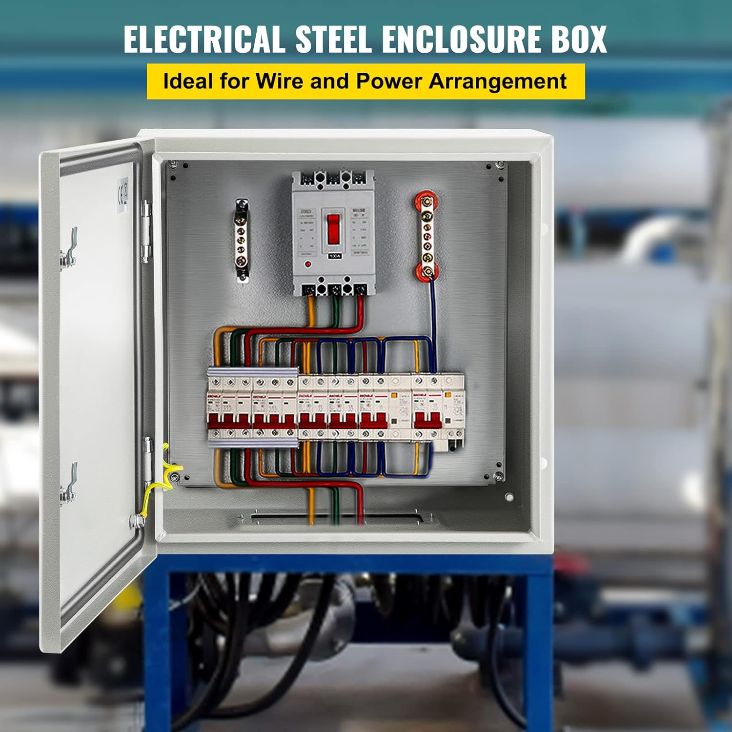 VEVOR NEMA Steel Enclosure, 24 x 24 x 8'' NEMA 4X Steel Electrical Box, IP66 Waterproof & Dustproof, Outdoor/Indoor Electrical Junction Box, with Mounting Plate