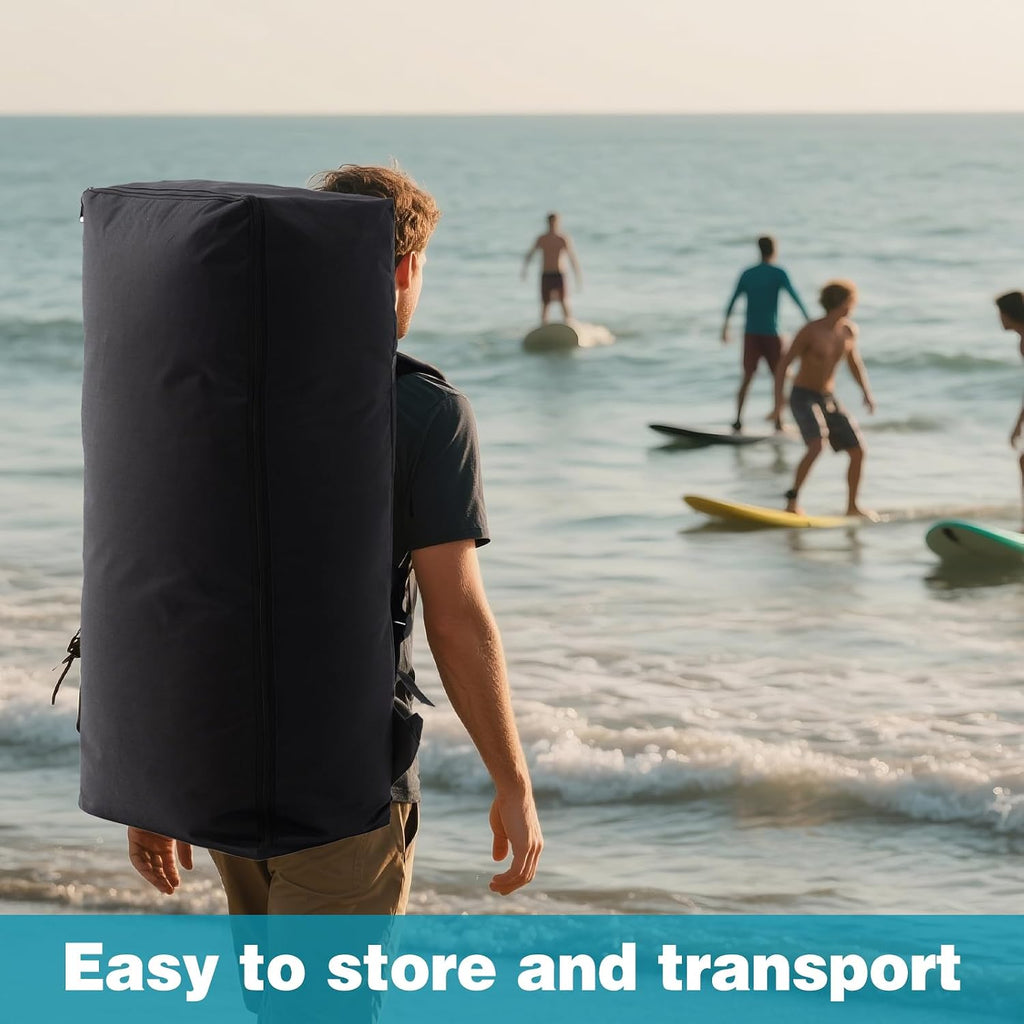 Inflatable Stand Up Paddle Board with Premium SUP Accessories - Backpack, Adjustable Paddle, Non-Slip Deck, Hand Pump, Leash, Fins, Waterproof Bag