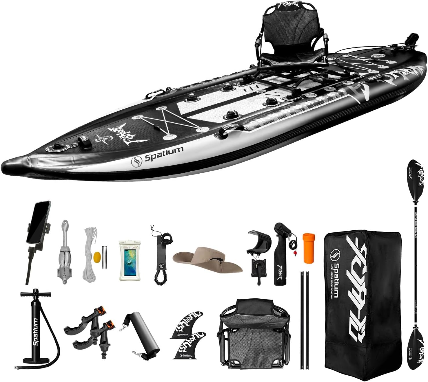 Spatium Triple Chamber Fishing Board SUP Inflatable Stand Up Paddle Board 11'*48'*6',Fishing Kayak with Premium Accessories 2 Fishing Rod Holders