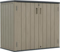 ZZM 37 Cu.ft Outdoor Storage Shed with Floor HDPE Double-Wall Resin Sheds Outdoor Storage, Lockable Weatherproof Storage Cabinet Fit for Garden Tools, Garage can, Bike, Patio Furniture, Brown