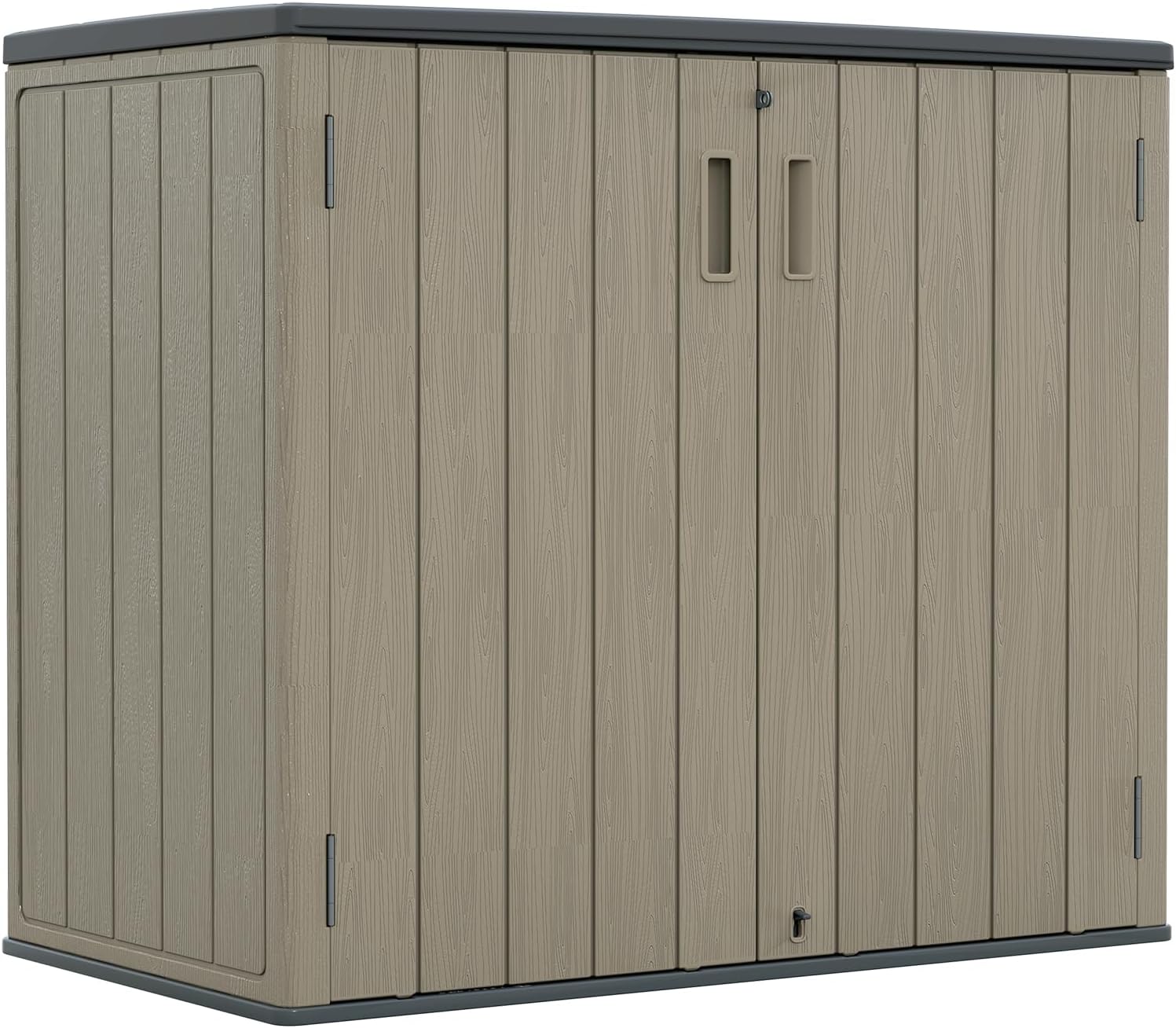 ZZM 37 Cu.ft Outdoor Storage Shed with Floor HDPE Double-Wall Resin Sheds Outdoor Storage, Lockable Weatherproof Storage Cabinet Fit for Garden Tools, Garage can, Bike, Patio Furniture, Brown