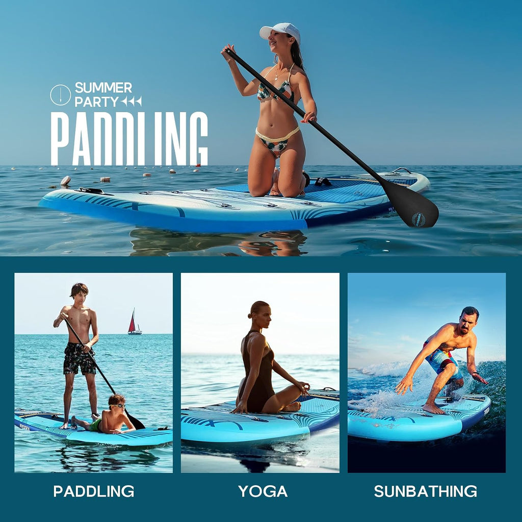 Paddle Boards for Adults, 10'6'/11'/11'6' Inflatable Paddle Board, Super Non Slip Eva, Stand Up Paddle Board with Removable Fins, Adjustable Paddle, Pump, Shoulder Strap, Leash, Standing Boat