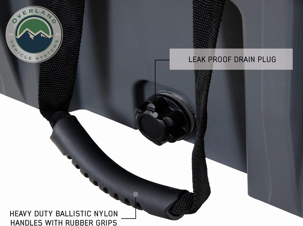 Overland Vehicle Systems 40100001 Dark Gray 53 QT Dry Box Storage with Drain, and Bottle Opener | Waterproof Seal | Heavy-Duty Latches and Nylon Handles | Keeps Gear Safe, Dry and Organized