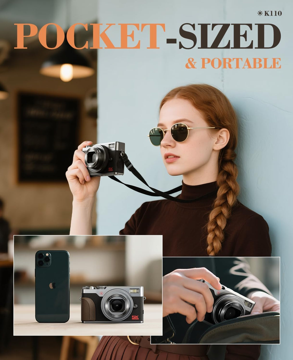 5K 64MP Digital Cameras for Photography - 18X Zoom Autofocus with 180° Flip Screen, 64GB Card & 2 Batteries, Travel Vlogging Camera for YouTube Beginners MC-US-K100C-BS-N5-A-2512