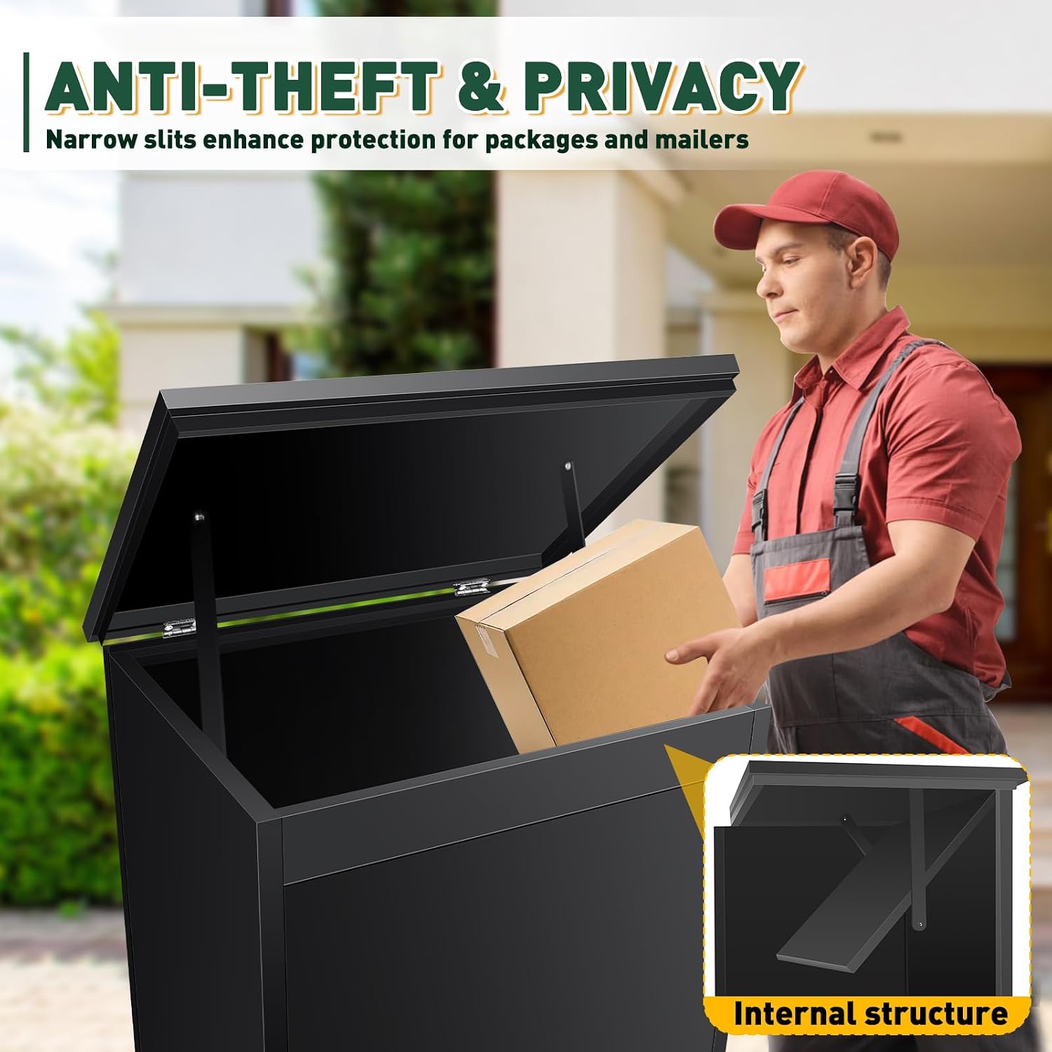 Package Delivery Boxes for Outside, Extra Large Parcel Drop Boxes with Secure Storage, Anti-Theft Galvanized Steel,Waterproof Package Delivery Box for Outdoor Porch (20.86''L x 16.53''W x 34''H)