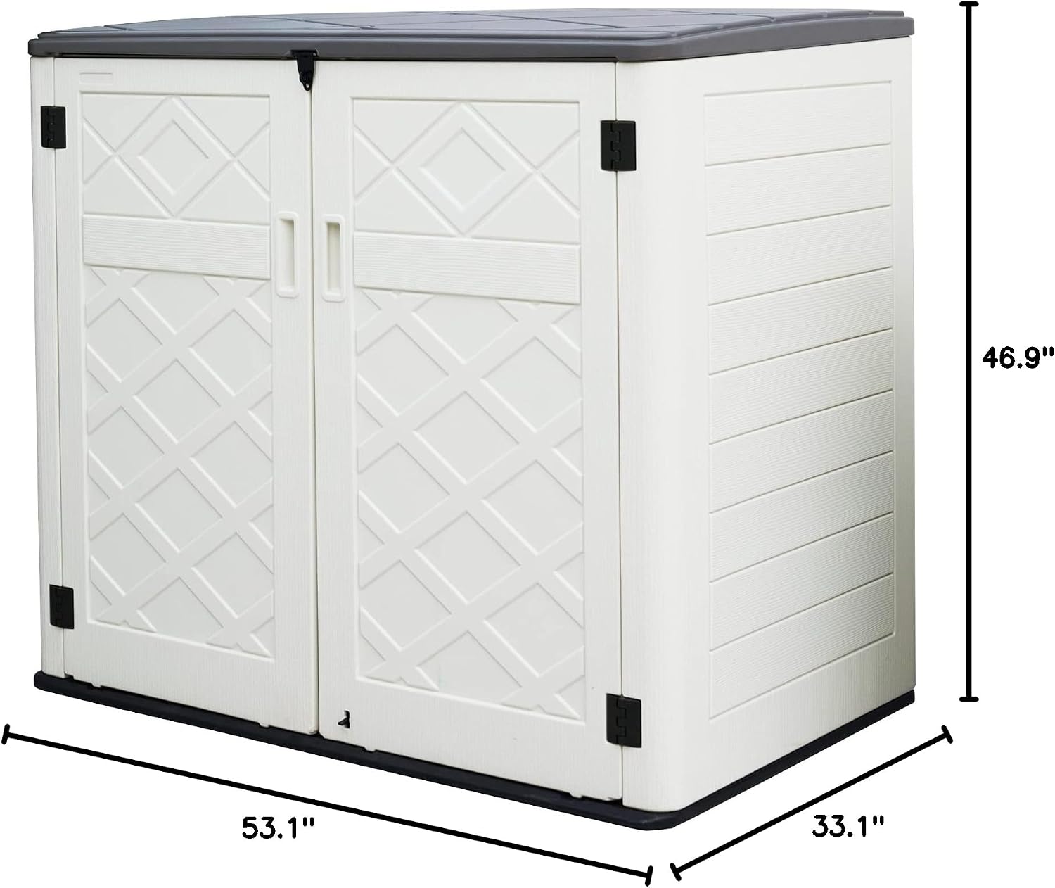 Mrosaa Large Horizontal Storage Sheds,38 cu.ft. Outdoor Storage Box for Garden,Patio and Backyard,Customized Shelves &Lockable(Off White)