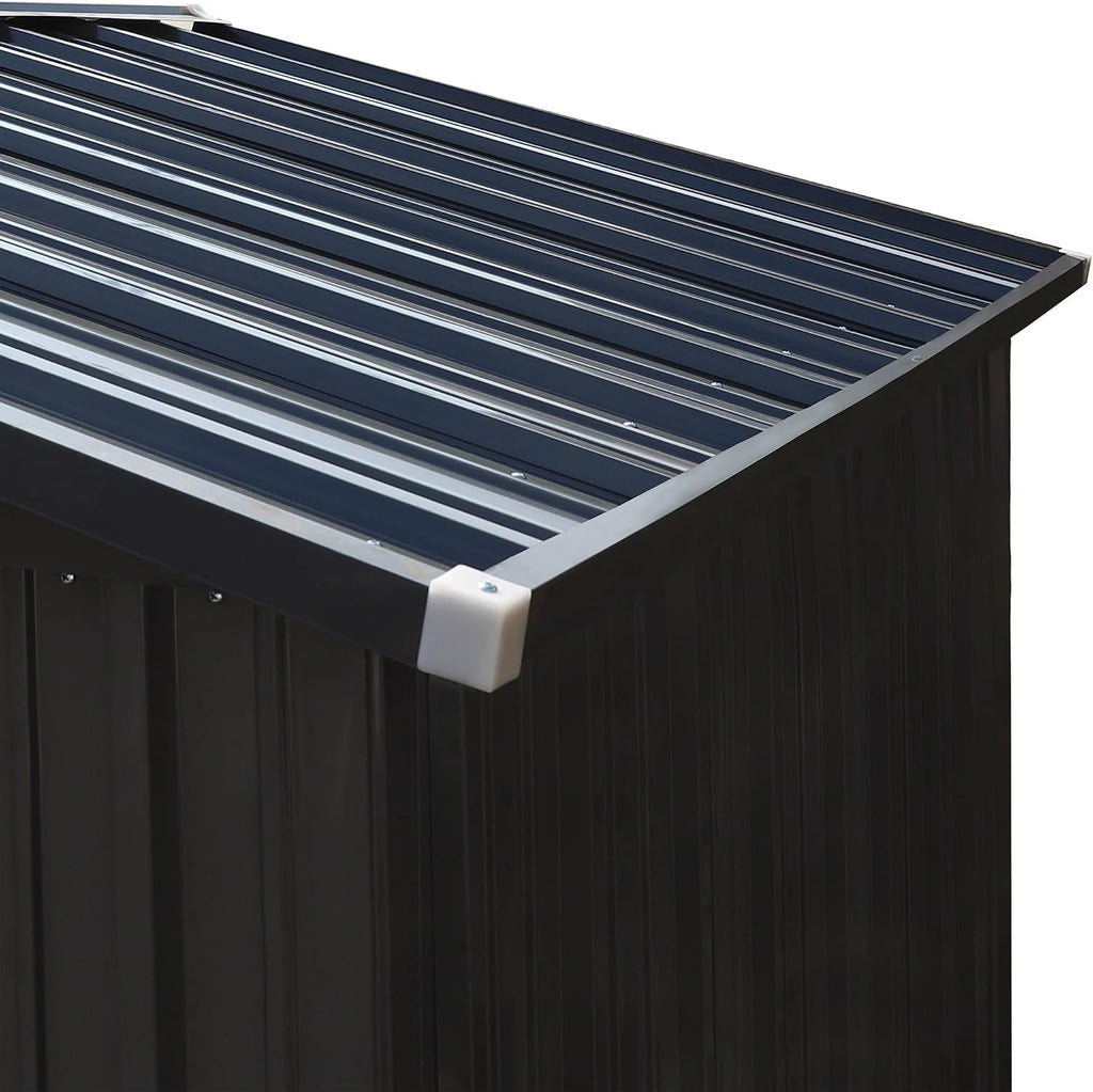 MUPATER 8 x 10 FT Outdoor Storage Shed, Galvanized Metal Garden Tool Shed, Patio Storage House with Double Slooping Roof, Lockable Door and Vents for Patio and Backyard, Grey