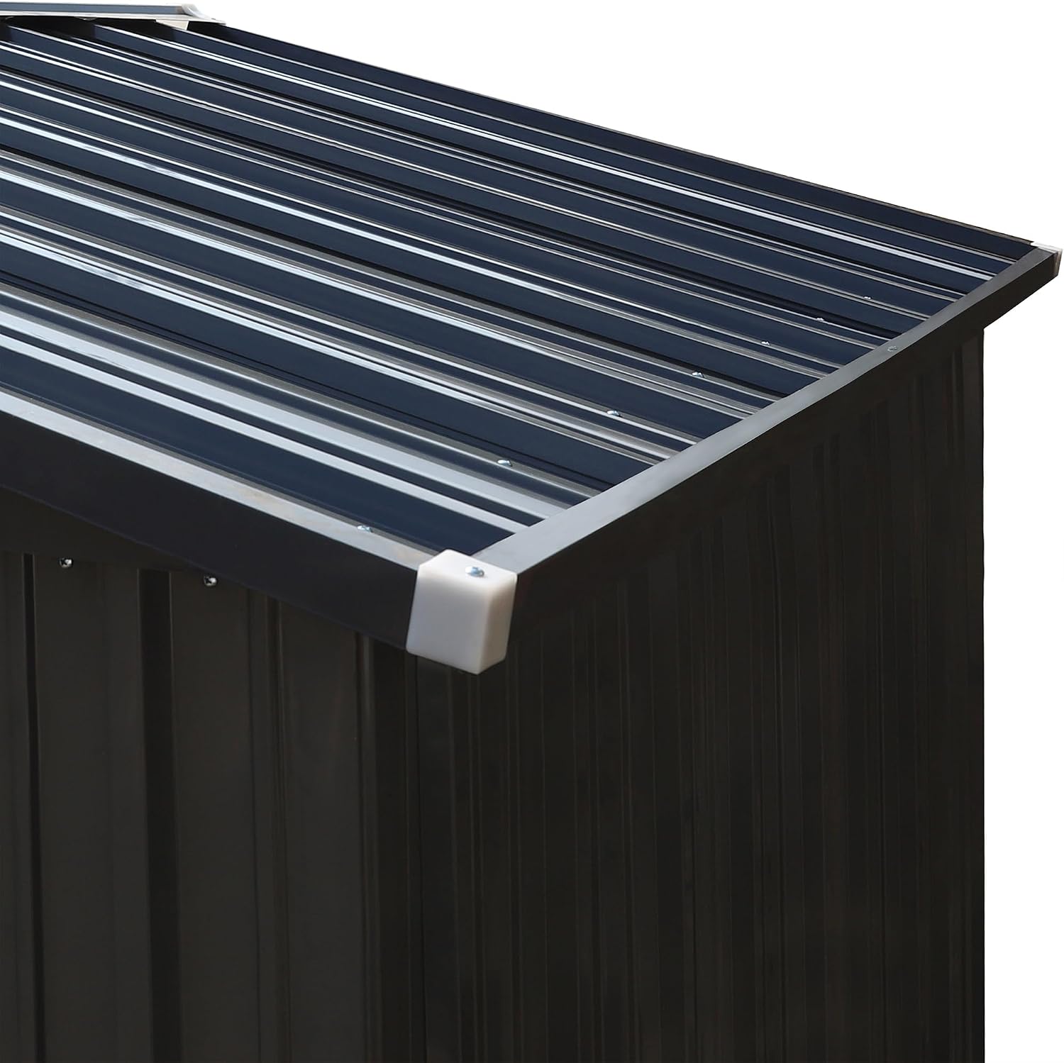 MUPATER 8 x 10 FT Outdoor Storage Shed, Galvanized Metal Garden Tool Shed, Patio Storage House with Double Slooping Roof, Lockable Door and Vents for Patio and Backyard, Grey