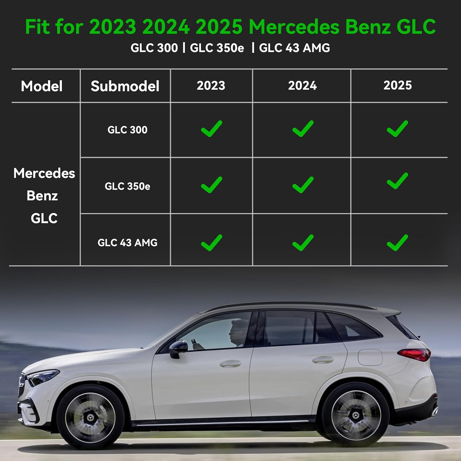 for Mercedes Benz GLC丨GLC 300丨GLC 350e 丨GLC 43 AMG Floor Mats 2026 2025 2024 2023,Car Mats for Mercedes Benz GLC All Weather Anti-Slip Floor Mats Cargo Liner Accessories