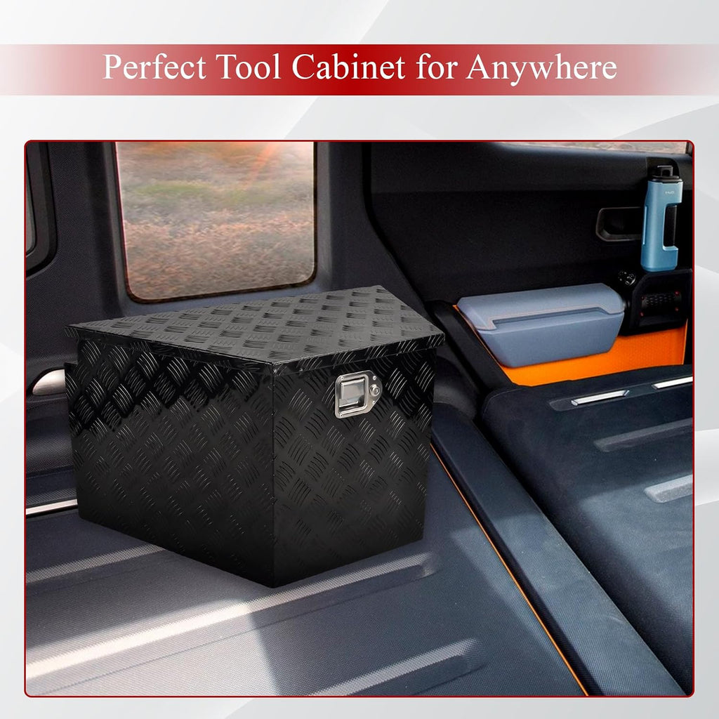 33''Inch Aluminum Trailer Tongue Tool Box Truck Bed Toolbox Truck Trailer Chest Box Underbody Storage Organizer Waterproof Square Storage Organizer wi/Lock & Keys Black(‎33' Lx19 Wx18 H)