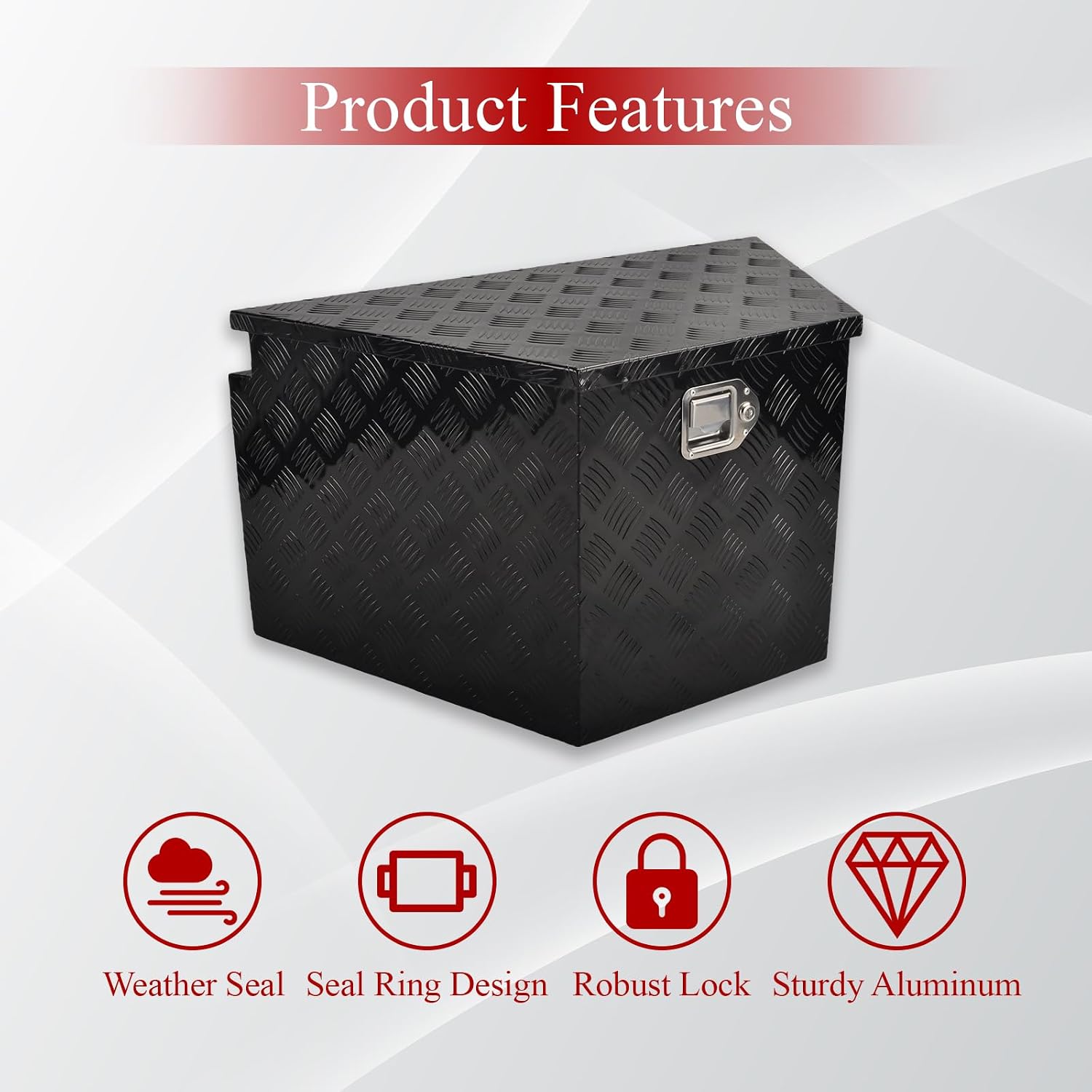 33''Inch Aluminum Trailer Tongue Tool Box Truck Bed Toolbox Truck Trailer Chest Box Underbody Storage Organizer Waterproof Square Storage Organizer wi/Lock & Keys Black(‎33' Lx19 Wx18 H)