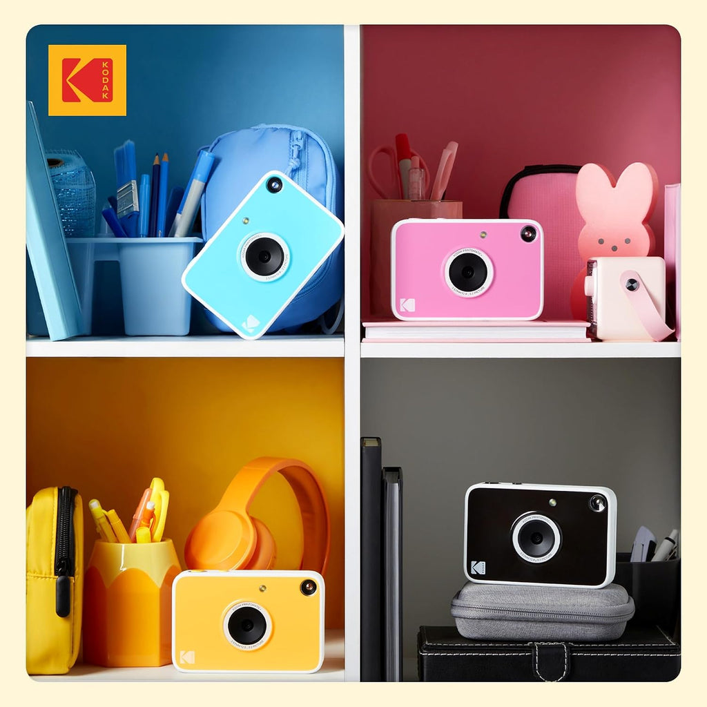 Kodak Printomatic+ Full Color Instant Print Digital Camera Gift Bundle + Case + Zink 2x3 Sticky Back Photo Paper 20pk + Album + Sticker Sets + Sticker Frames + Hanging Frames + Markers - Yewllow