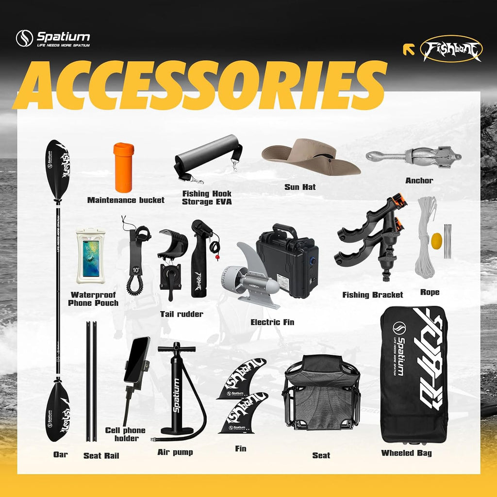 Spatium Triple Chamber Fishing Board SUP Inflatable Stand Up Paddle Board 11'*48'*6',Fishing Kayak with Premium Accessories 2 Fishing Rod Holders