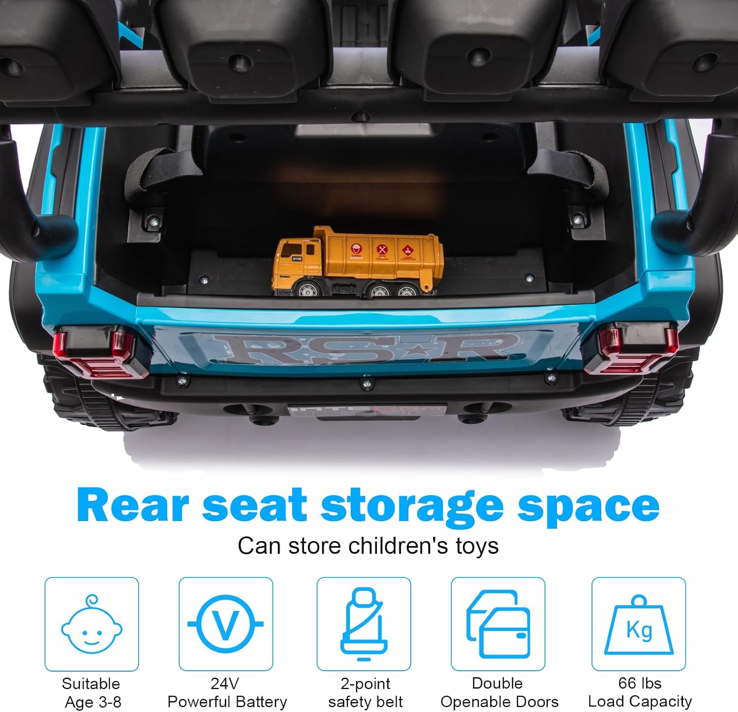 RunFast 24v Kids Ride on Car with Parent Remote Control,Electric Ride on Toys for Kids 3-5,3.7mph Max Speed,Battery Powered,Large Seat with Safety Belt,Aux Port,Gift for Boy&Girl(Blue, 24V)