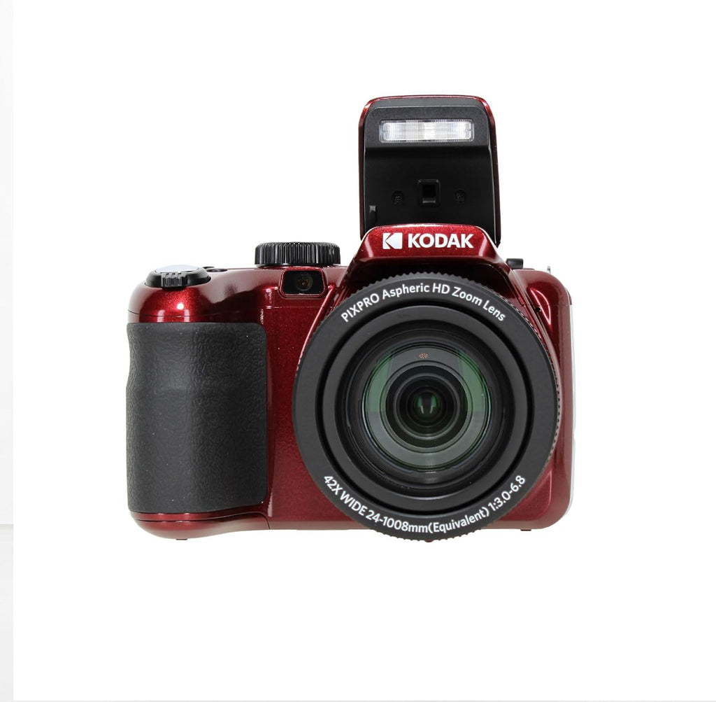 Kodak PIXPRO AZ425 20MP Vlogging Digital Camera (Red) 42X Optical Zoom, 24mm Wide Angle Lens Bundle with 64GB Memory Card + Vlogger Tripod + Bag + More Vlog Accessories