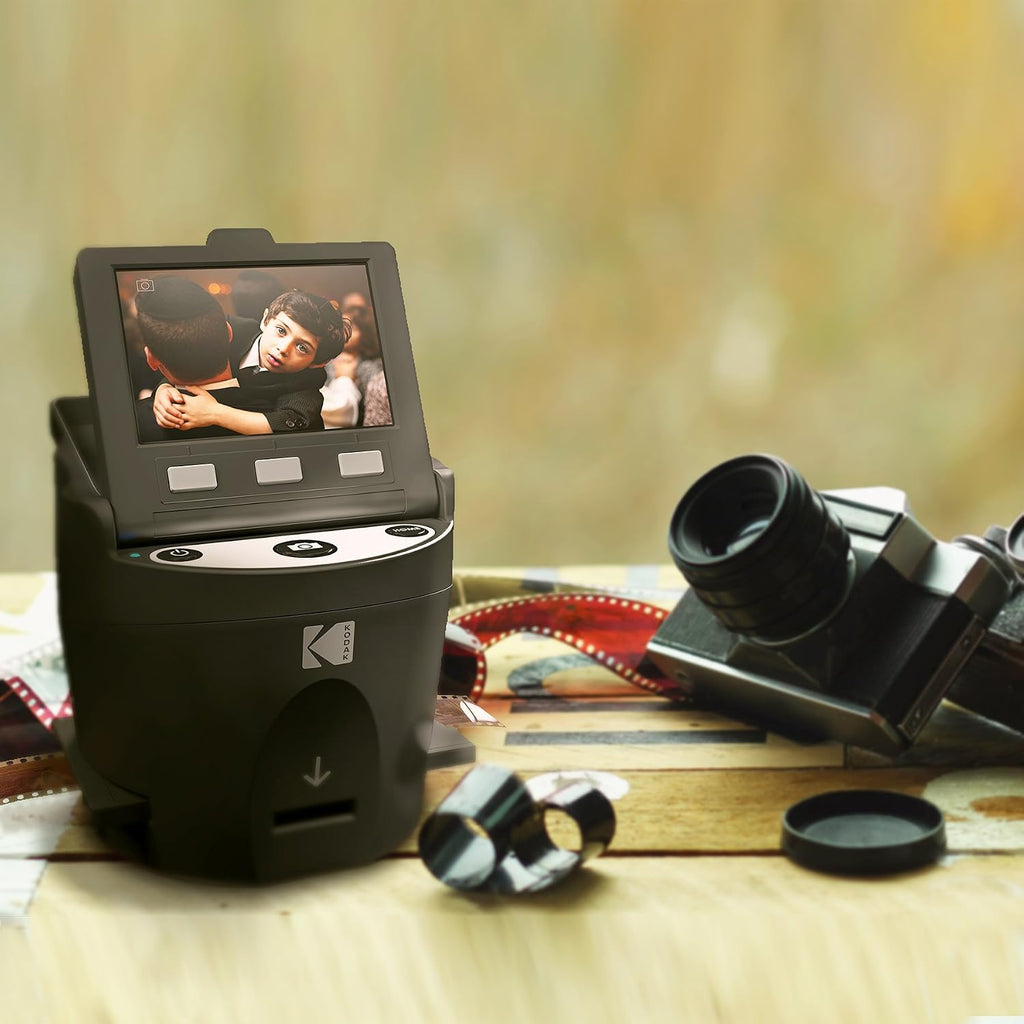 Kodak SCANZA Digital Film & Slide Scanner – Converts 35mm, 126, 110, Super 8 & 8mm Film to JPEG with 3.5' LCD, Easy-Load Inserts & Adapters