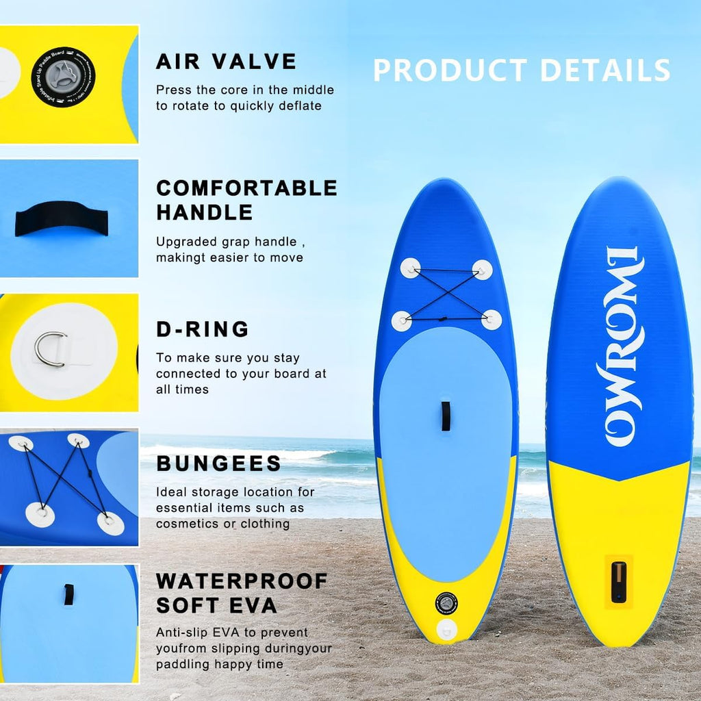 Kids Stand Up Paddle Board with Inflatable SUP Accessories, Non-Slip Comfort Deck Inflatable Paddle Board for Kid, Durable, Lightweight Fin for Youth & Kids