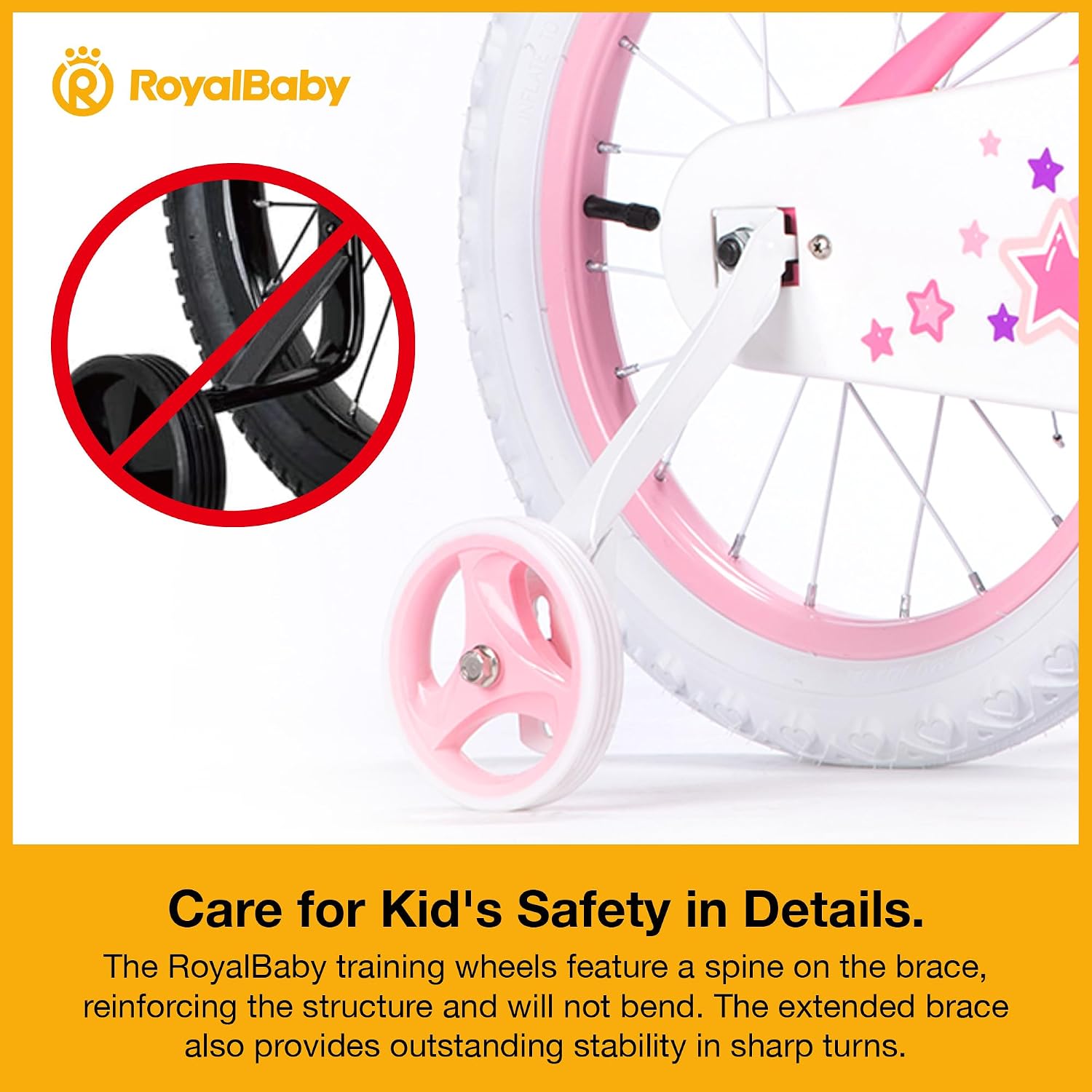 RoyalBaby Girls Bike with Training Wheels and Kickstand, Stargirl Kids Bicycle 16 Inch Toddlers to Big Kids 4-7 Years, Coral Red