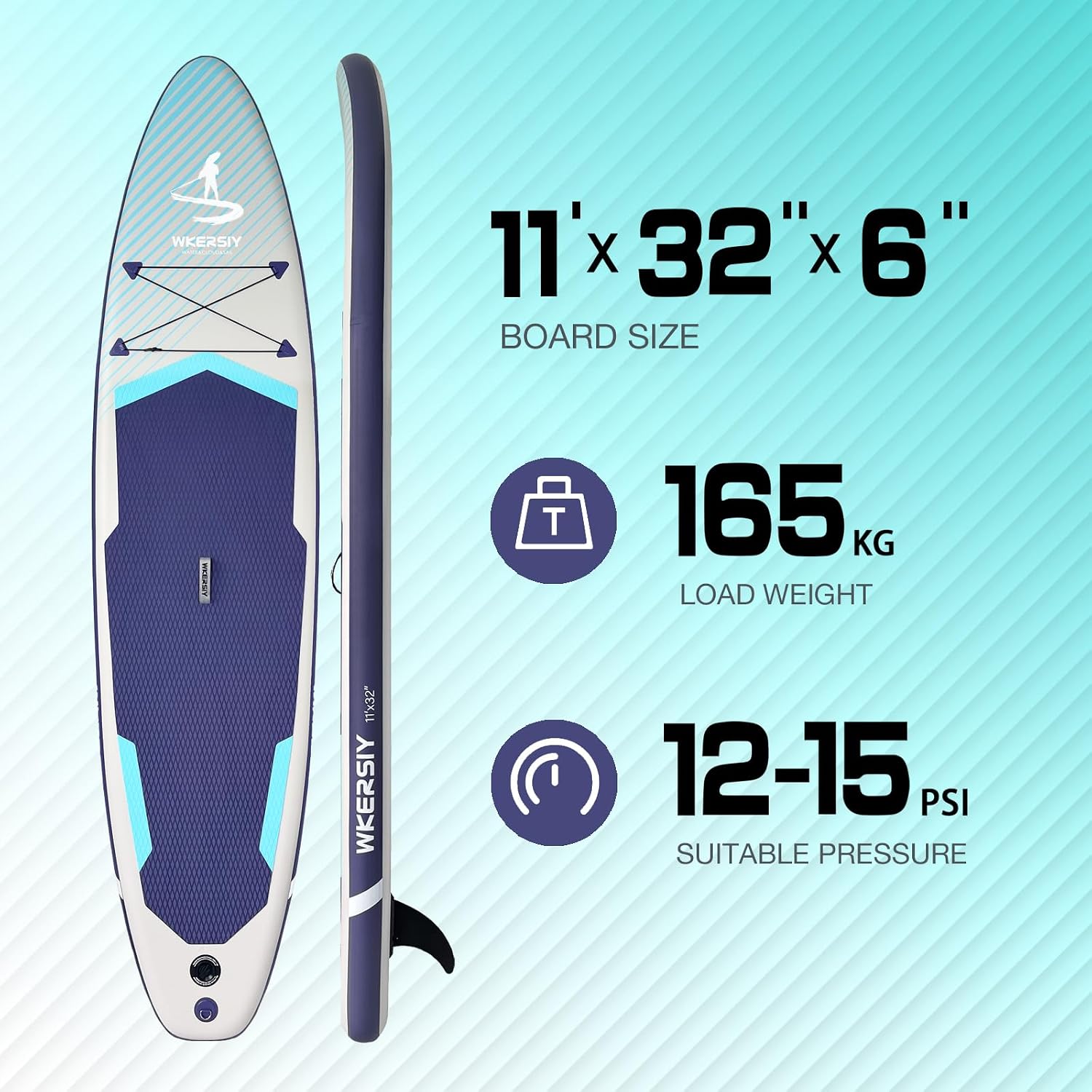 Inflatable Stand Up Paddle Board, 11ft(335cm) Multi-Functional SUP Board with Inflatable Paddle Board Accessories Suitable for Paddling, Yoga on Water, Surfing, Kayaking