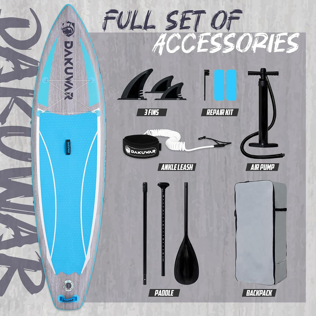 DAKUWAR Paddle Board 10'6''/10' Inflatable Stand Up Paddle Boards with SUP Accessories Ultra-Light Paddleboard Non-Slip Comfort Deck for Adults & Youth of All Skill Levels