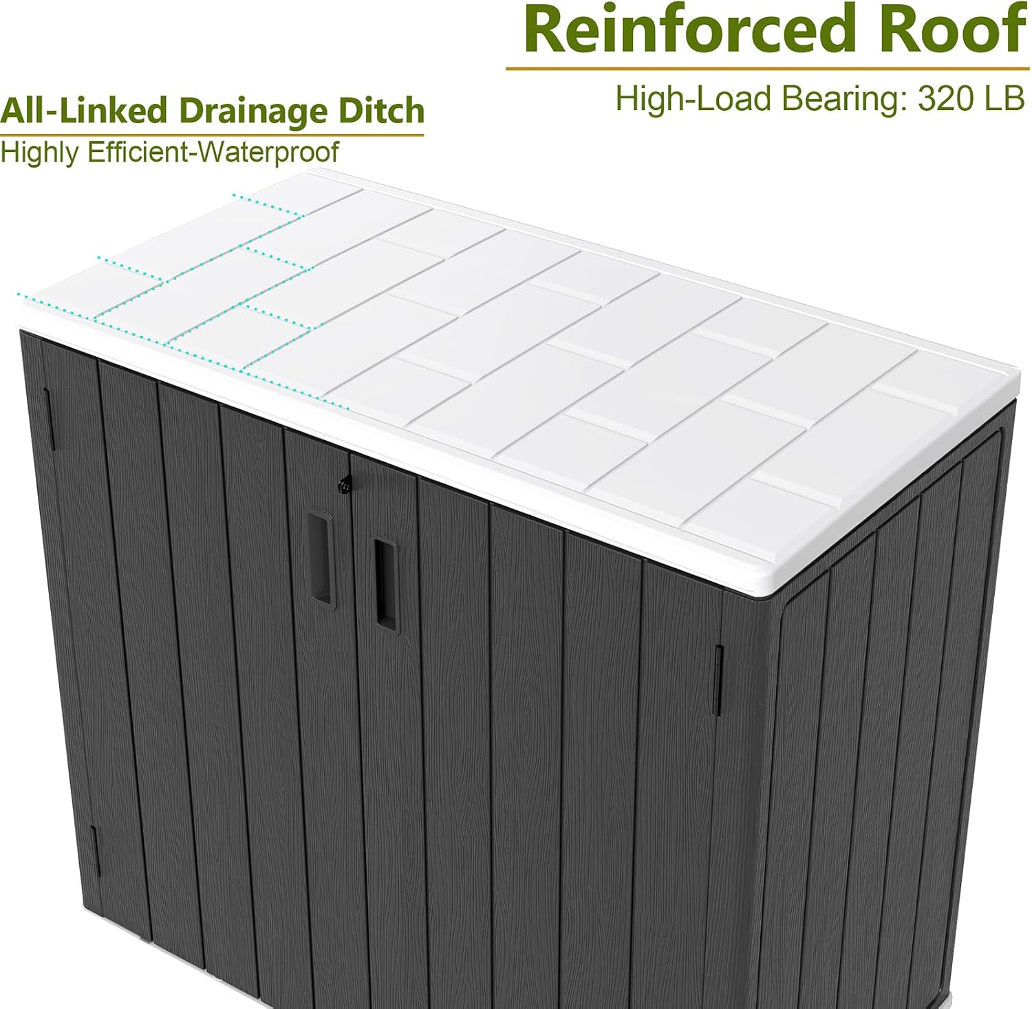 ZZM 37 Cu.ft Outdoor Storage Shed with Floor HDPE Double-Wall Resin Sheds Outdoor Storage, Lockable Weatherproof Storage Cabinet Fit for Garden Tools, Garage can, Bike, Patio Furniture, Black