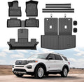 Mixsuper Floor Mat & Cargo Liner for Ford Explorer 2020-2026 Captain Chairs (Only Fit 6 Seats),All Weather TPE Floor mat with Backrest and Door Sill Guards Explorer Accessories,Anti-Slip Black