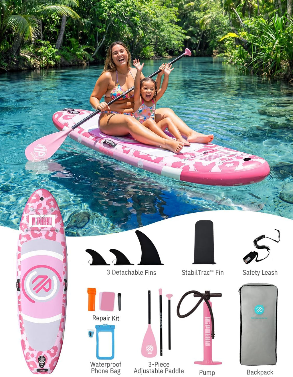 Niphean（Ultra-Light） Inflatable Paddle Board with StabilTrac Fin and Durable SUP Accessories, 10' Stand Up Paddle Boards for Adults & Youth, Versatile Yoga Paddle Board, Gift Ideas