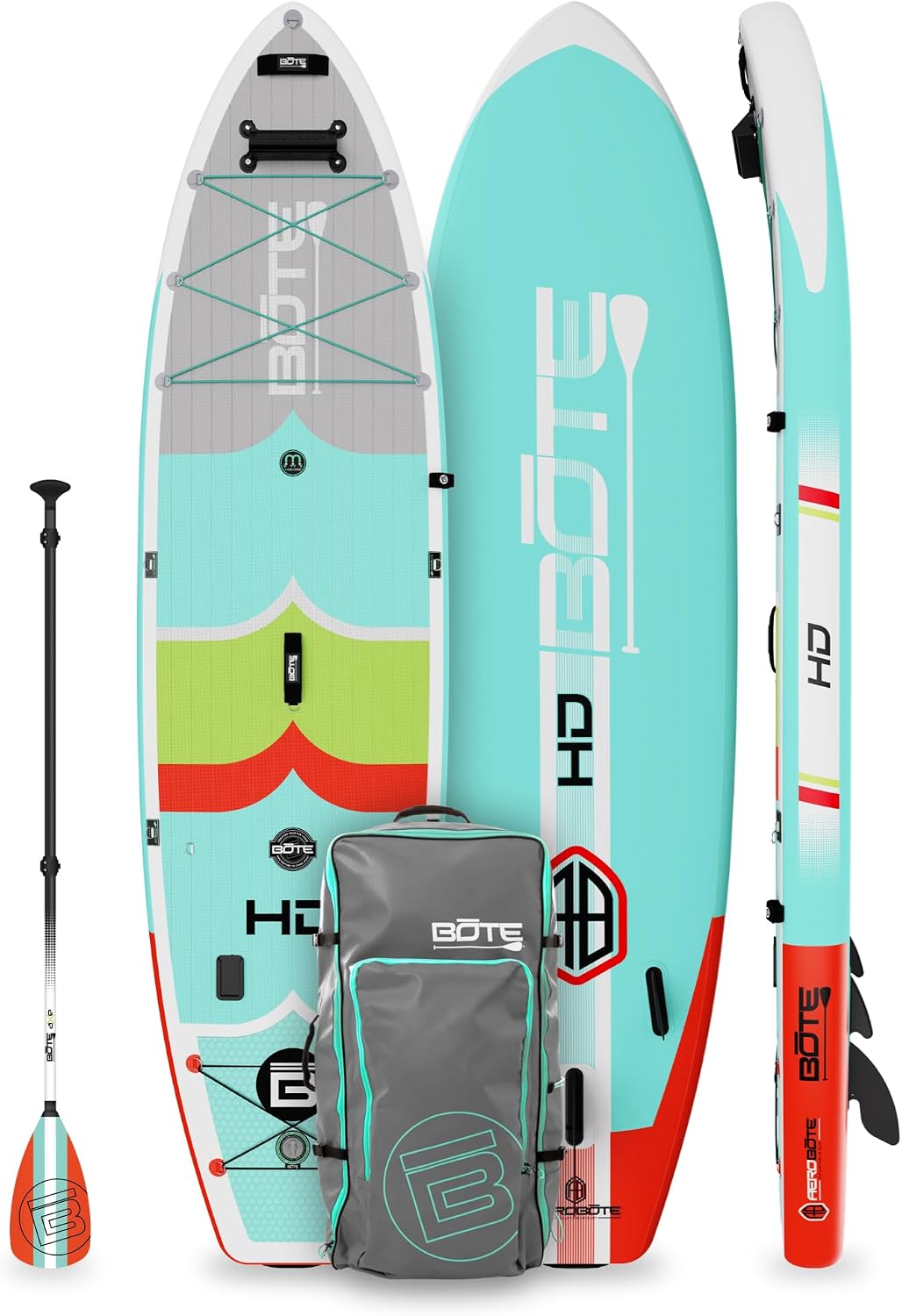 BOTE HD Aero Inflatable Stand Up Paddle Board MAGNEPod Compatible Blow Up iSUP with Paddle Travel Backpack Adults Kids Family Friendly 11 FT 6 in Size Multiple Colors