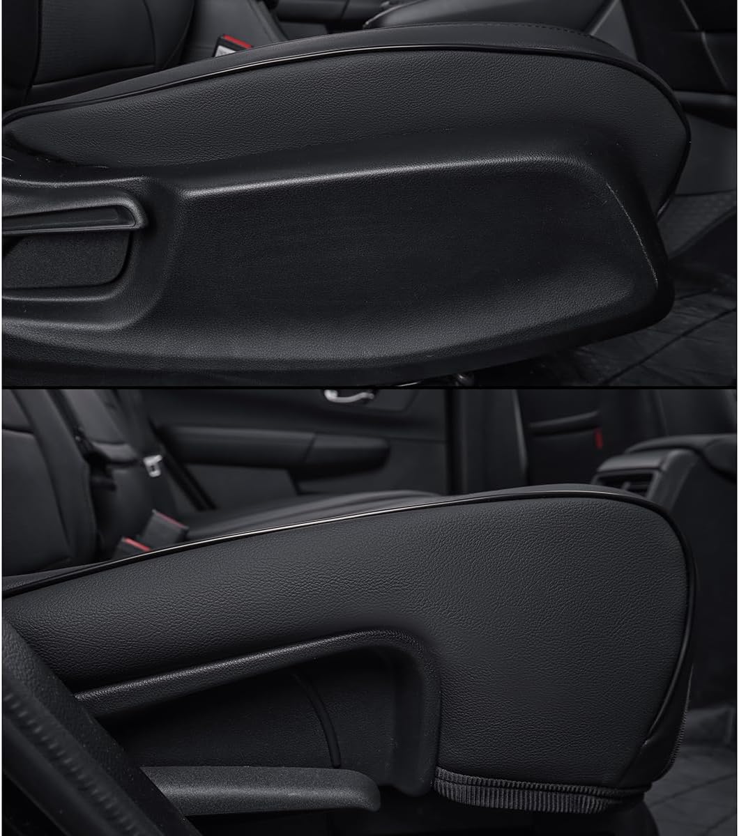 EKR Santa Fe Seat Covers for Hyundai Santa Fe HEV 2024 2025 Calligraphy(1st Rows W/Thigh Support, 2nd Rows 50/50 Split, 6 Seats), Full-Coverage Seat Cover - Faux Leather(Black)