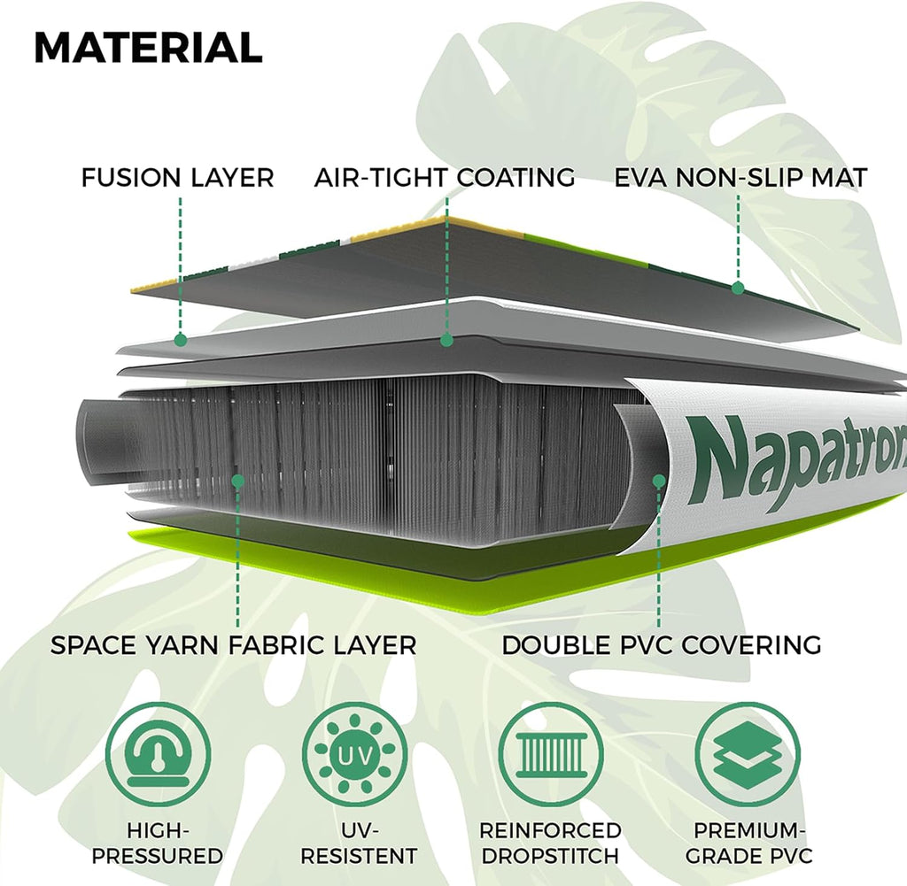 Napatron Family Inflatable Stand Up Paddle Board, Sup,Stable Wide Design,350LBS Capacity,Complete Paddle Board Package with Fast Action Pump,Leash,Ideal for Beginners/Youth & AllSkill Levels