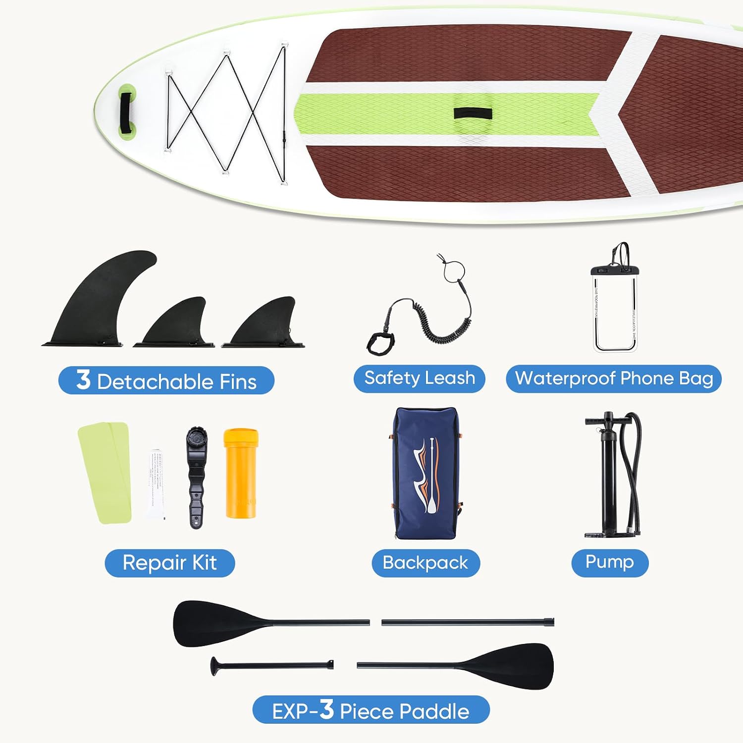 DUMOS Inflatable Stand Up Paddle Board, 10.5'×33'' Paddle Boards with Non-Slip Deck, Durable Advanced Material and Complete SUP Accessories for All Skill Levels