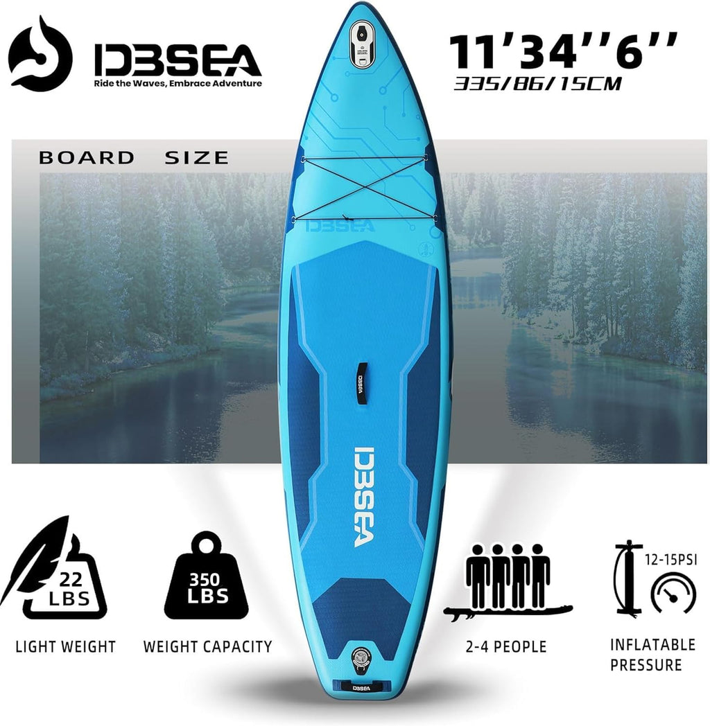 11 ft Inflatable Paddle Board with SUP Accessories, Non Slip EVA Deck, Extra Long Extra Wide iSUP, All Around Stand Up Paddle Board for Adults & Youth