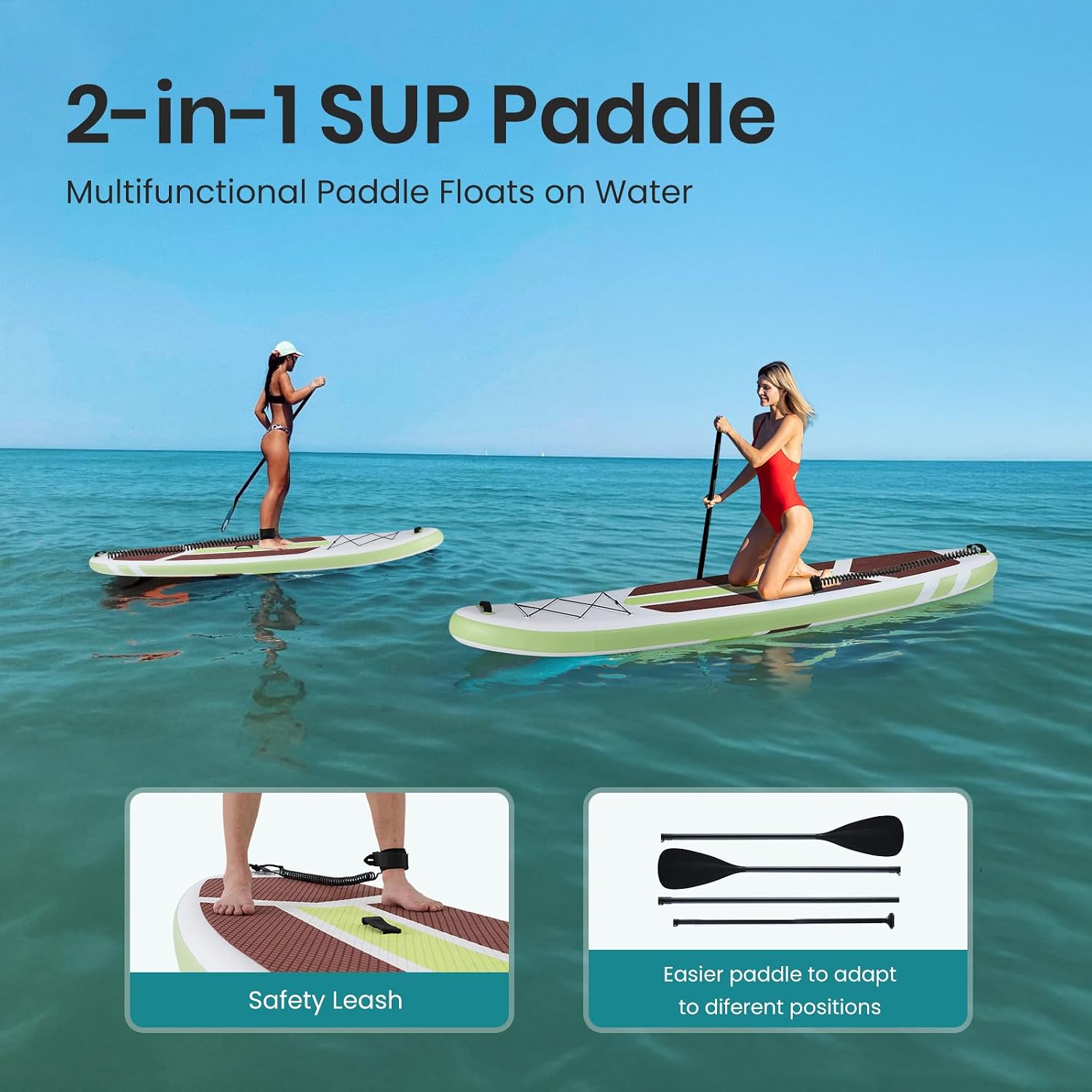 NEWBULIG 33' Inflatable Paddle Board SUP, Stand Up Paddle Board Blow Up with 3 Carry Handles, Non-Slip Deck Pad, Complete Kit with Pump, Leash & Backpack for Beginners/Adults