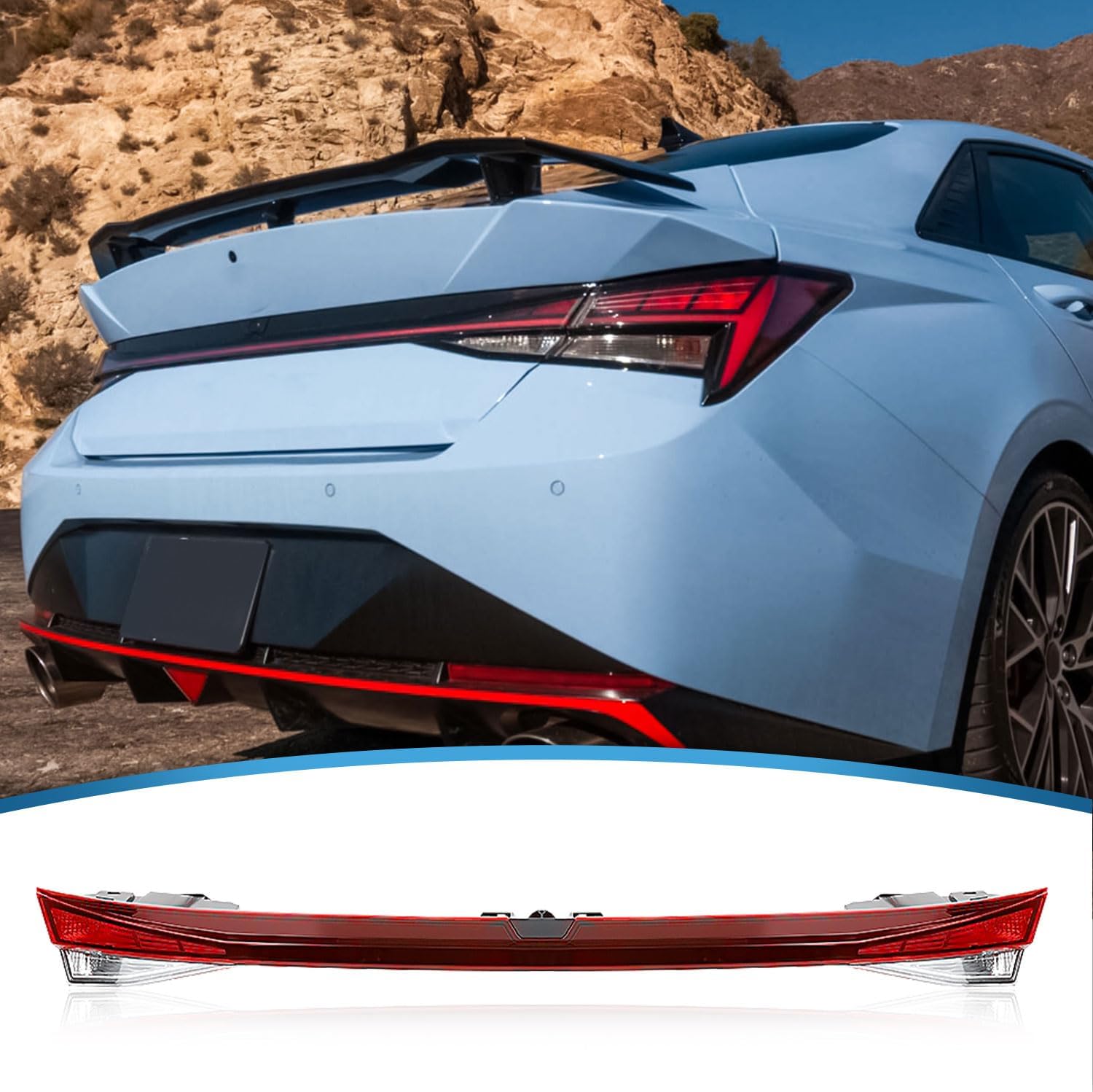 Compatible with 2021-2025 Hyundai Elantra SE/SEL Raer Center Tail Light with Halogen Bulb,92409-AB010