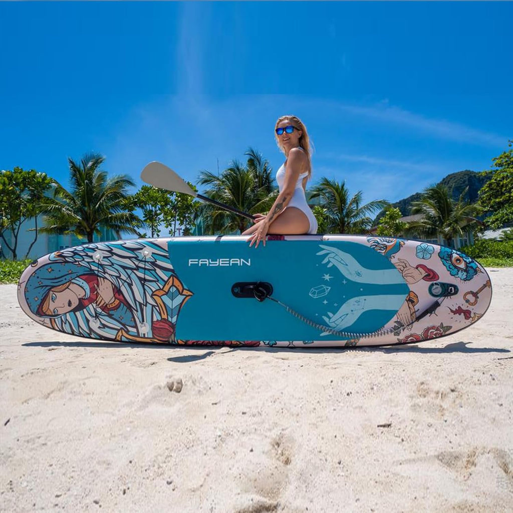 Inflatable Paddle Board,Extra Wide 10.6'/11' Stand Up Paddle Board with Sup Accessories,400lbs Capacity for Family with Safety Leash, All Skill Levels Sup for Yoga,Fishing,Surfing