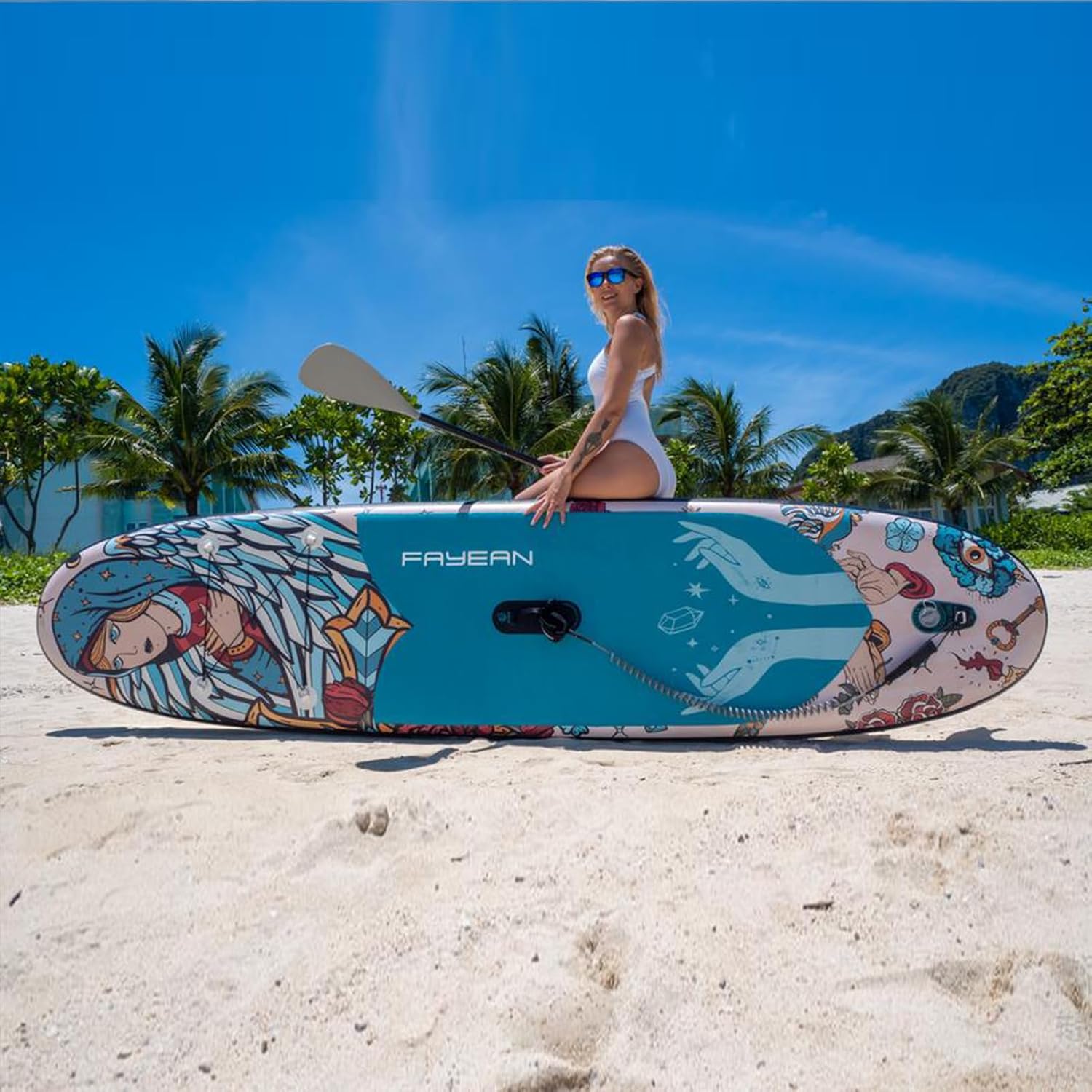 Inflatable Paddle Board,Extra Wide 10.6'/11' Stand Up Paddle Board with Sup Accessories,400lbs Capacity for Family with Safety Leash, All Skill Levels Sup for Yoga,Fishing,Surfing