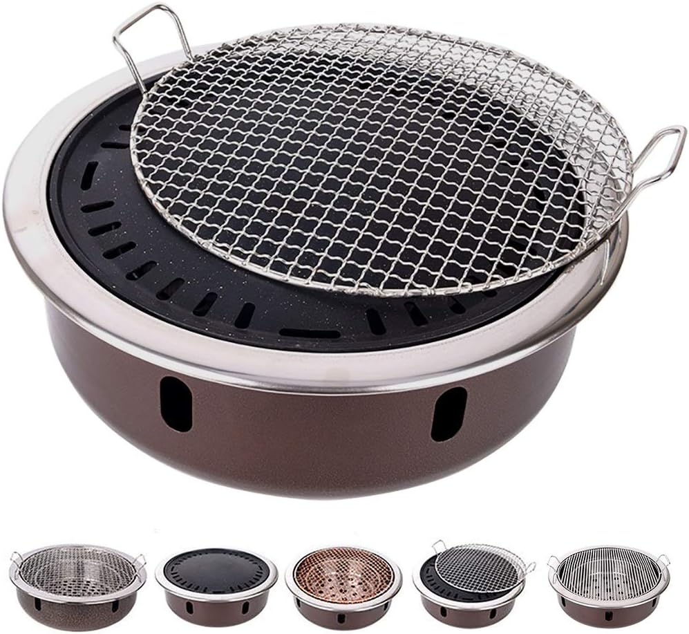 Portable BBQ Grill, Korean BBQ Charcoal Grill Split Type 5-in-1 Indoor Outdoor 4-8 People Multicolor(E)