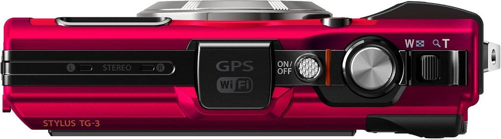 OM SYSTEM Olympus TG-3 Waterproof 16 MP Digital Camera (Red)