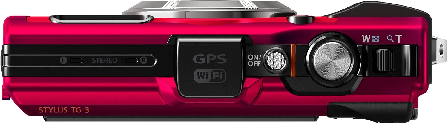 OM SYSTEM Olympus TG-3 Waterproof 16 MP Digital Camera (Red)