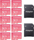 JUANWE 10 Pack 64GB Micro SD Card 64 GB Memory Card MicroSDXC SD Card 64GB TF Cards UHS-I A1 U3 V30 for 4K Video Recording (10 Pack, Pink)
