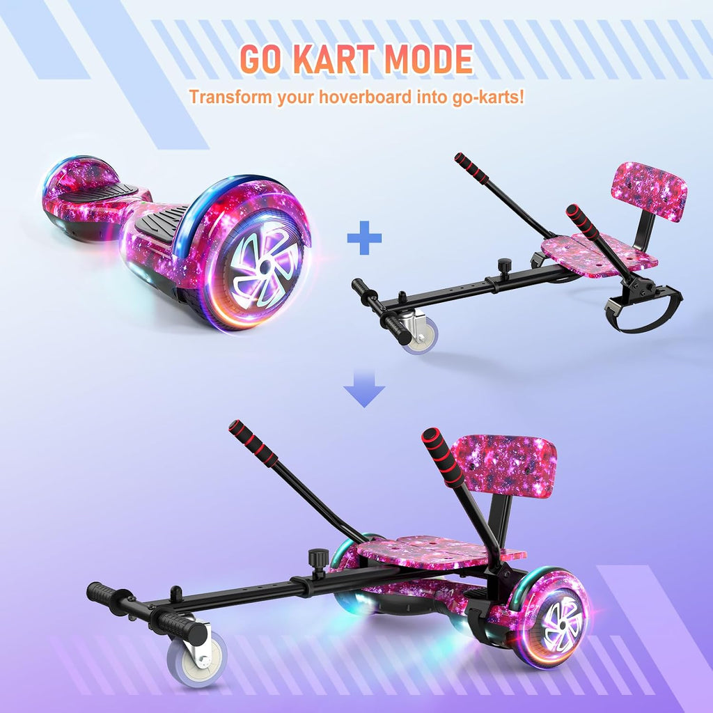 LIEAGLE Hoverboard, 6.5' Self Balancing Scooter Hover Board with Bluetooth Wheels LED Lights for Kids Adults
