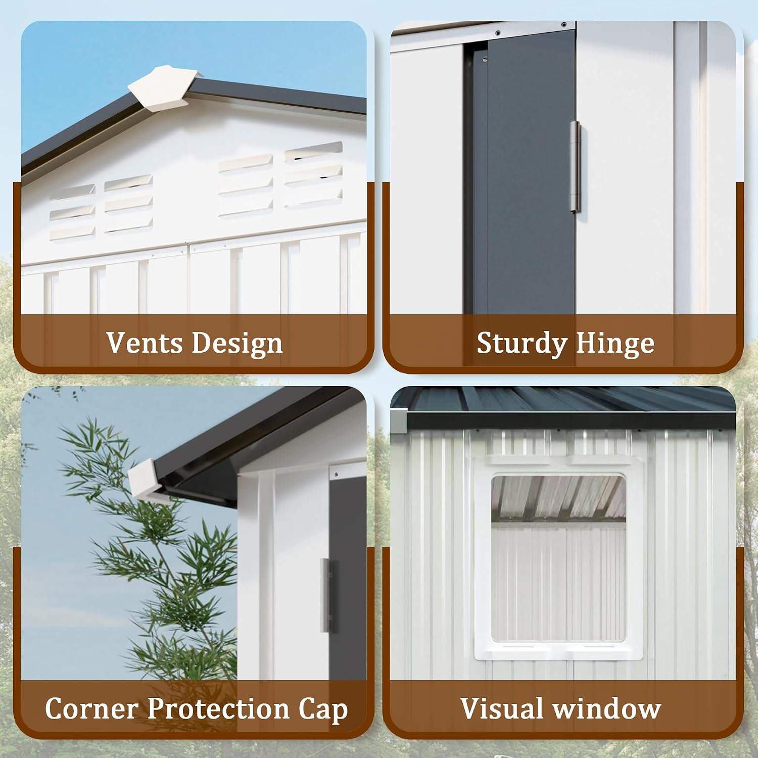 8x5.7x6FT Storage Shed, Outdoor Galvanized Steel Garden Shed with Lockable Door & Window, Waterproof Metal Tool Storage for Garden, Backyard, Patio, Lawn